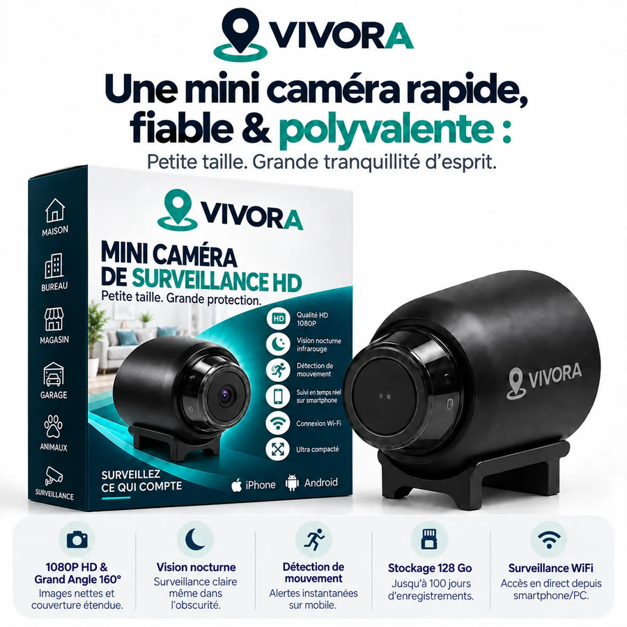 Vivora SecureMini™ – Mini caméra de sécurité compacte