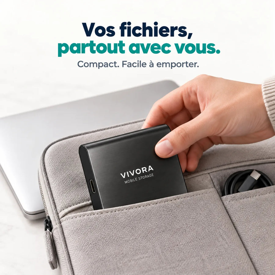 Vos fichiers, partout avec vous&nbsp;: le SSD Vivora se glisse dans une sacoche